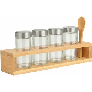 ESTIA | Gewürzdosen - Gewürzgläser - Vorratsgläser - Gewürzbehältern 4er Set - Gewürzspender - Braun, Transparent
