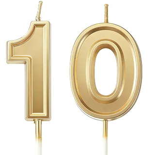 URAQT Geburtstagskerzen Zahlen 10, Weihnachtskerzen, Grüne Kerze zum 10. Geburtstag,Gold Glitzer Geburtstagskerzen,3D Zahl 10 für Kuchen Für Dekorative Geburtstagstorte Hochzeitsparty Abschlussfeier