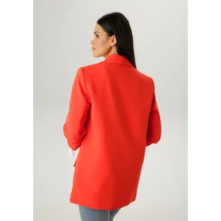 Longblazer ANISTON SELECTED, Damen, Gr. 46, rot, Web, Obermaterial: 95% Polyester, 5% Elasthan. Futter: 100% Polyester, unifarben, lässig geschnitten hüftbedeckend, Blazer Longblazer, mit modischem Reverskragen und gerafften Ärmeln