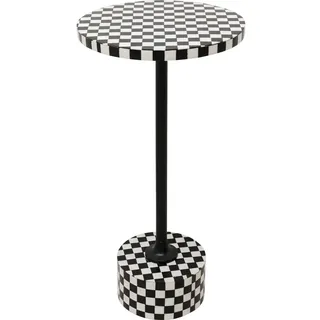 Kare Beistelltisch Domero Chess Weiß/Schwarz, Durchmesser 25cm, Wohnzimmertisch, Beistelltisch rund, Stahlgestell, Couchtisch, Beistelltisch Couch, 50x25x25cm (H/B/T)