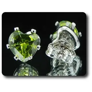 Ohrringe Grüner Saphir 2x6 MM Vergoldet Weiß 18 K