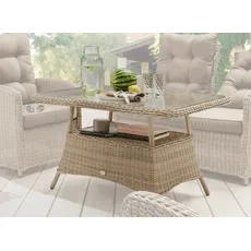 Bild von Gartentisch »MERANO«, Polyrattan, 120x77x66cm, mit aufgelegter Glasplatte, beige