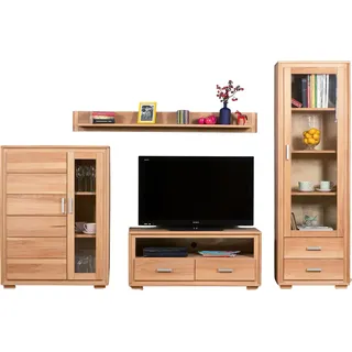 Wohnwand Genf Set IX Kernbuche Massivholz geölt 4-teilig - Braun