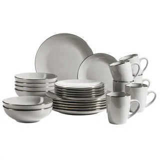 Mäser Metallic Rim Kombiservice 24-tlg. für 6 Personen grau