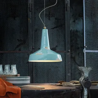 Ferroluce Vague-Vintage Hängeleuchte aus Keramik Ø 35cm Orange Rund - Orange