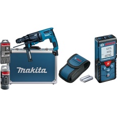 Makita HR2631FT13 Kombihammer für SDS-PLUS 26 mm im Alukoffer & Bosch Professional Laser Entfernungsmesser GLM 40 (Flächen-/Volumenberechnung, max. Messbereich: 40 m, 2x 1,5-V Batterien, Schutztasche)