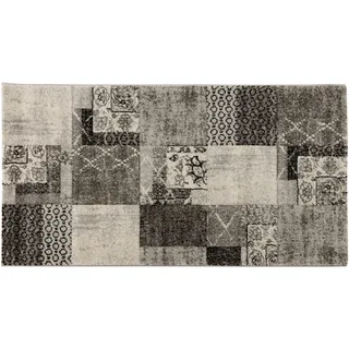 Baroni Home Kurzflorteppich, handgewebter Teppich, moderner Wohnzimmerteppich, 80 x 150 cm, Braun und Silber Karos