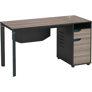 Schreibtisch Holzoptik Braun Schwarz Mit Stauraum und Kabeldurchlass Büro Tisch - Schwarz