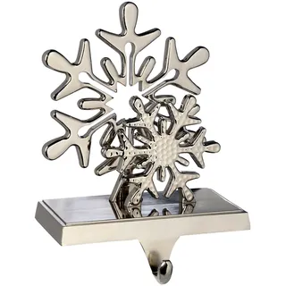 WeRChristmas versilbert Schneeflocke Weihnachtsstrumpf Halter Weihnachten Dekoration, Metall, 17 cm