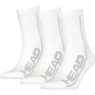 Head Unisex Crew Socken im Pack, Sportsocken, Mesh-Einsatz, Logo, einfarbig Weiß 35-38