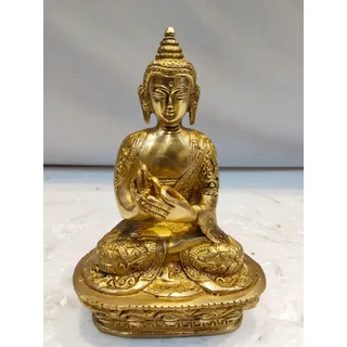 Ambia Home Skulptur , Goldfarben , Metall , Buddha , Buddha , 8x17x12 cm , Kunsthandwerk, sitzend, zum Stellen , Dekoration, Dekofiguren & Skulpturen, Skulpturen