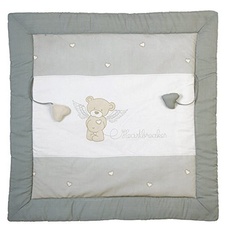 Bild Krabbeldecke Heartbreaker - 100 x 100 cm - Spieldecke für Babys mit Bären Motiv - als Laufgittereinlage nutzbar - aus gepolsterter Baumwolle - inkl. Baby-Spielzeug