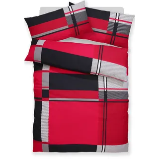OTTO home NINA Motiv Winterbettwäsche Rot 155 x 220 cm + 40 x 80 cm