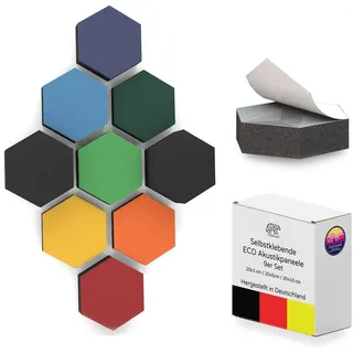 PolySound ECO Akustikpaneele selbstklebend - 9er Set 3D-Schaumstoff (3-10 cm), Hohe Schalldämmung (αw 0,9), Rückstandslos Ablösbar, Stormy Colours