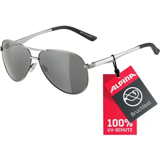 Alpina A 107 - Verspiegelte und Bruchsichere Sonnenbrille Mit 100% UV-Schutz Für Erwachsene, titanium matt, One Size