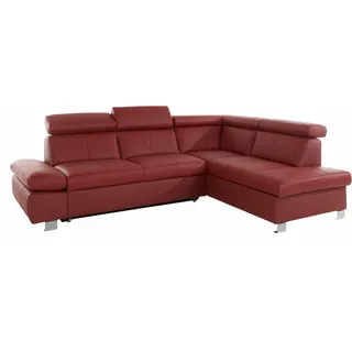 exxpo - sofa fashion Ecksofa »Happy, modern und bequem, L-Form«, inkl. Kopfteil- und Armlehnverstellung, wahlw. mit Bettfunktion, Leder rot