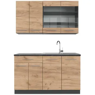 Vicco Küchenzeile Fame-Line 140 cm Anthrazit Eiche