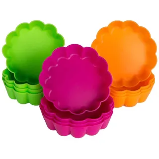 Webake Mini Tarteform Silikon 12 Stück 8 cm Törtchenform Obsttorten Quicheform für Kleine Kuchen Tortenboden, Backblech