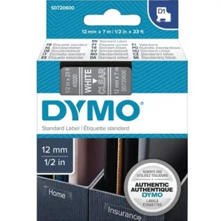 Dymo D1-Etikettenband 45020 Transparent 12 mm x 7 m