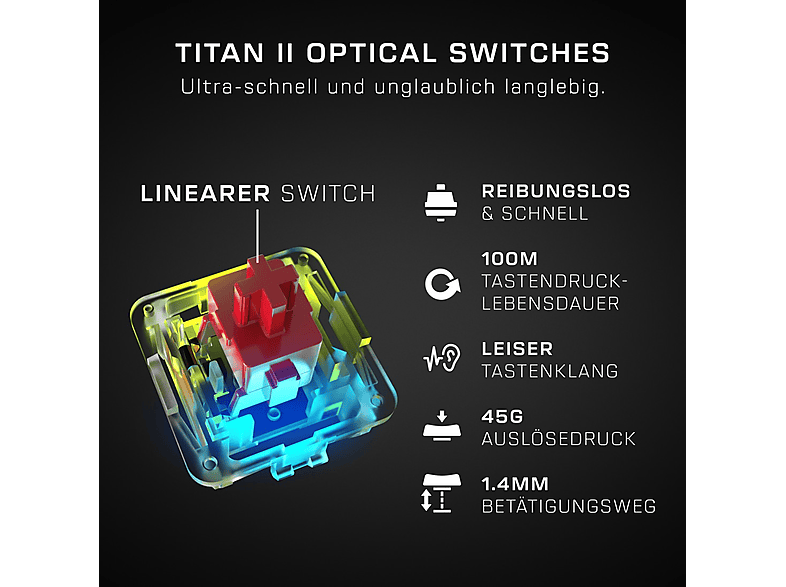 Bild von Vulcan II Max schwarz, LEDs RGB, TITAN II OPTICAL RED, USB, DE (ROC-12-001)