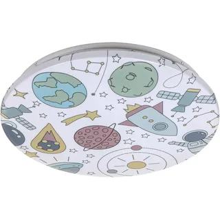 Rabalux 3417 Kinderleuchte Hanka, 3000K, 1560lm, weiß-mehrfarbig, rund, warmweiß, Kinderlampen, ø380mm - Weiß