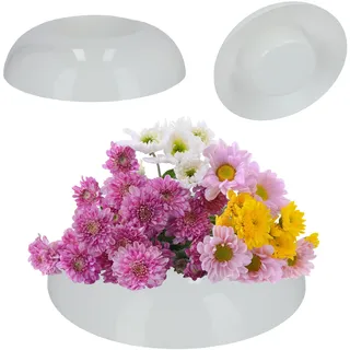 KADAX Ikebana aus Kunststoff, Ikebana Vase, Blumentopf, Blumenschale, Japanischer Blumenhalter für Sonnenblumen, Ikebana-Blumenvase, Blumengestecke (⌀ 9,5cm, rund, weiß)