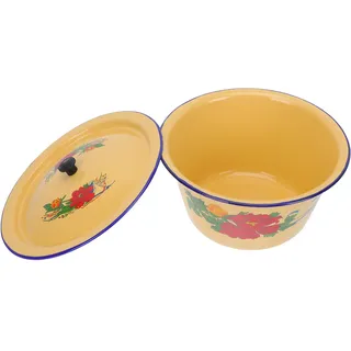 AMUSLESUR Vintage Emaille Fetttopf mit Deckel Praktischer und Rostfreier Schmalztopf im Retro Design für Küche zur Aufbewahrung von Öl und Gewürzen