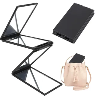 ZORVUJI 360 Grad Spiegel Faltbar, Tragbarer 4 Wege Taschenspiegel Klappbar, Kleiner Reisespiegel für Make-up, Handspiegel für Haarstyling und Bartpflege, Kompakter Kosmetikspiegel für Reise und Alltag