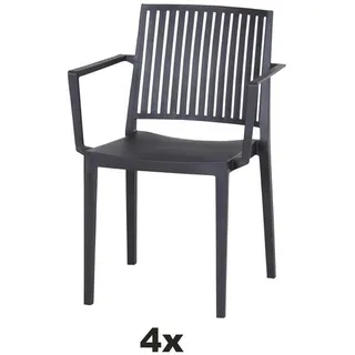 Siena Garden Stapelstuhl , Anthrazit , Kunststoff , 57x80x56 cm , stapelbar, gastro- und objekttauglich, wetterbeständig, UV-beständig , Gartenmöbel, Balkonmöbel, Balkonstühle