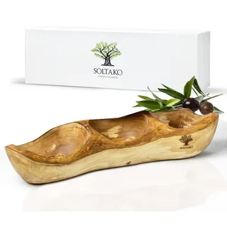 SOLTAKO Olivenholz Tapasschale La Bodeguita 35 cm, Snack Schale aus Oliven Holz