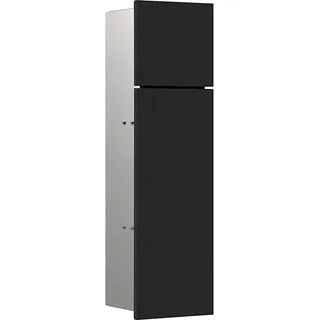 EMCO ASIS Pure Unterputz-Schrankmodul für Klobürstengarnitur, Badezimmerschrank mit Toilettenpapierhalter, Hochschrank mit Push to Open-Funktion, Anschlag link, Schwarz matt