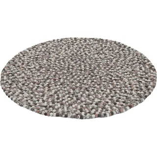 Wollteppich THEKO "Felty 2.2" Gr. 9, beige (natur), H:22mm Ø:120cm, Wolle, Teppiche, Wollteppich, Filzkugel-Teppich, reine Wolle, handgefertigt