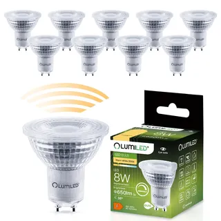 Lumiled LED GU10 Lampe 8W 650lm Warmweiß 3000K dimmbar ersetzt 80W CRI>80 Reflektor Spot 36° Abstrahlwinkel 10er Pack Energiespar Leuchtmittel 230V für Wohnzimmer Küche Büro Hotel