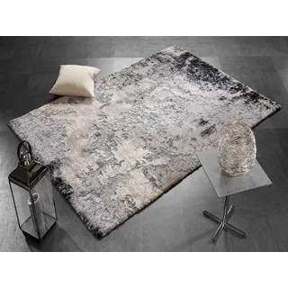 OCI DIE TEPPICHMARKE Teppich "JUWEL AWARA" rechteckig 20 mm Höhe Kurzflor, Wohnzimmer, Marmor Optik, Hoch Tief Effekt, hellgrau