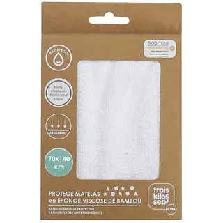 Trois Kilos Sept Vicose Matratzenschoner für Babymatratzen, Bambus, weich, wasserfest, hypoallergen, elastische Kanten, 70 x 140 cm