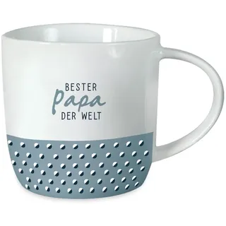 Grafik-Werkstatt Kaffeetasse mit Spruch 300 ml Porzellan Tasse Bester Papa der Welt, Weiß