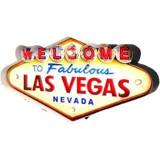 DiiliHiiri Leuchtschild Las Vegas Retro — 50er Jahre Haus Dekoration Schild, Wandschild im Vintage-Stil, Zubehör für Interior Deko | 50x25x5 cm (Las Vegas)