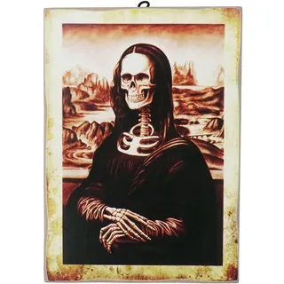 KUSTOM ART Rahmen Vintage Gioconda Mona Lisa L. Da Vinci Totenkopf-Kollektion Druck Laser auf Holz hohe Qualität ' – Idee Geschenk