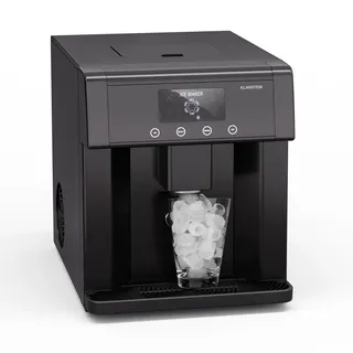 Klarstein Eiswürfelmaschine – Edelstahl-Eiswürfelbereiter, 3 Eiswürfelgrößen, 15 kg/24 h, Touch-Display, 3-Liter-Wassertank, Eiswürfelspender, Ice Maker, Schwarz - Schwarz