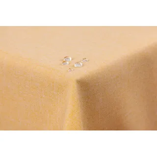 First-Tex Tischdecke Leinenoptik Lotuseffekt abwaschbar gerade Saumkante 160 rund gelb