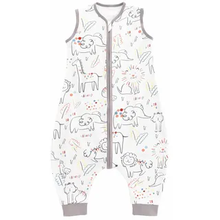 Chilsuessy Baby Schlafsack Sommer mit Füßen 0.5 Tog 100% Baumwolle Kinder Sommerschlafsack für Jungen und Mädchen, Glück Tiere, 80cm/Baby Höhe 90-100cm