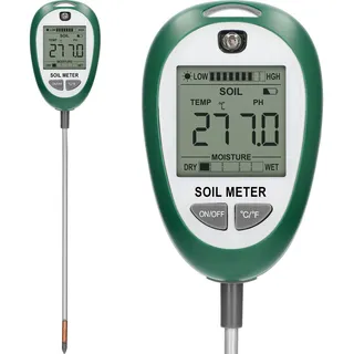 BROWIN® Elektronischer 4-in-1 Bodentester – Präzise Messung von pH-Wert, Feuchtigkeit, Temperatur und Lichtintensität für gesunde Pflanzen