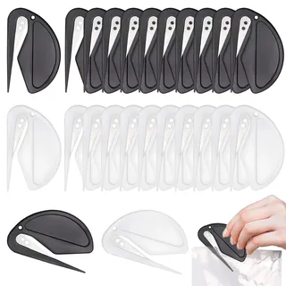 qingmeng Brieföffner, 20 Stück Folienschneider, Folienmesser Letter Opener Schwarz und Weiß Paketöffner Paketöffner Mini mit Metallklinge für Verpacken Post Auspacken Papierschneiden