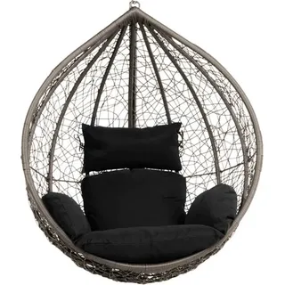HOME DELUXE - Hängesessel Cielo - Schwarz, nur Korb - inkl. Sitz- und Rückenkissen I Polyrattan Hängestuhl Gartenschaukel Hängekorb - Grau, Schwarz