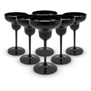 DOJA Barcelona | Schwarze Kunststoff-Margarita-Gläser | 6er Pack | Hartplastik Trinkgläser | Polycarbonat-Gläser Schwarz | Wiederverwendbare Plastik-Margarita-Gläser, Mehrweg Cocktail Becher