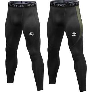 MEETWEE Kompressionshose Herren, Sport Leggings Lange Laufhosen Atmungsaktiv Funktionsunterhose Tights Unterhose