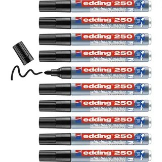 edding 250 Whiteboardmarker 10 Whiteboard Stifte - Rundspitze 1,5-3 mm - Boardmarker abwischbar - für Whiteboard, Flipchart, Magnettafel, Pinnwand, Memoboard - Sketchnotes -