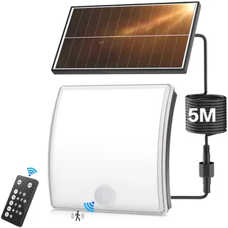 YICAIZI Solarlampen für Außen Mit Bewegungsmelder - 5 Modus Solar Wandleuchte Aussen Mit Fernbedienung,IP65 Solar Außenleuchte,Einstellbarer Winkel Solarlampen FüR AußEn Wand FüR Garage Garten Hof