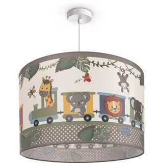 Paco Home Pendelleuchte »Diamond 635« E27 Kinderlampe Deckenlampe LED Kinderzimmer Lampe Zug Tieren, E27, weiß