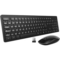 ANSTA Kabellose Tastatur und Maus, Slim USB Keyboard Silent Mouse Setup, Water Drop Key Caps, 12 Shortcuts, 2,4 GHz Wireless Connection für PC Laptop XP/7/8/10, Vista, Mac